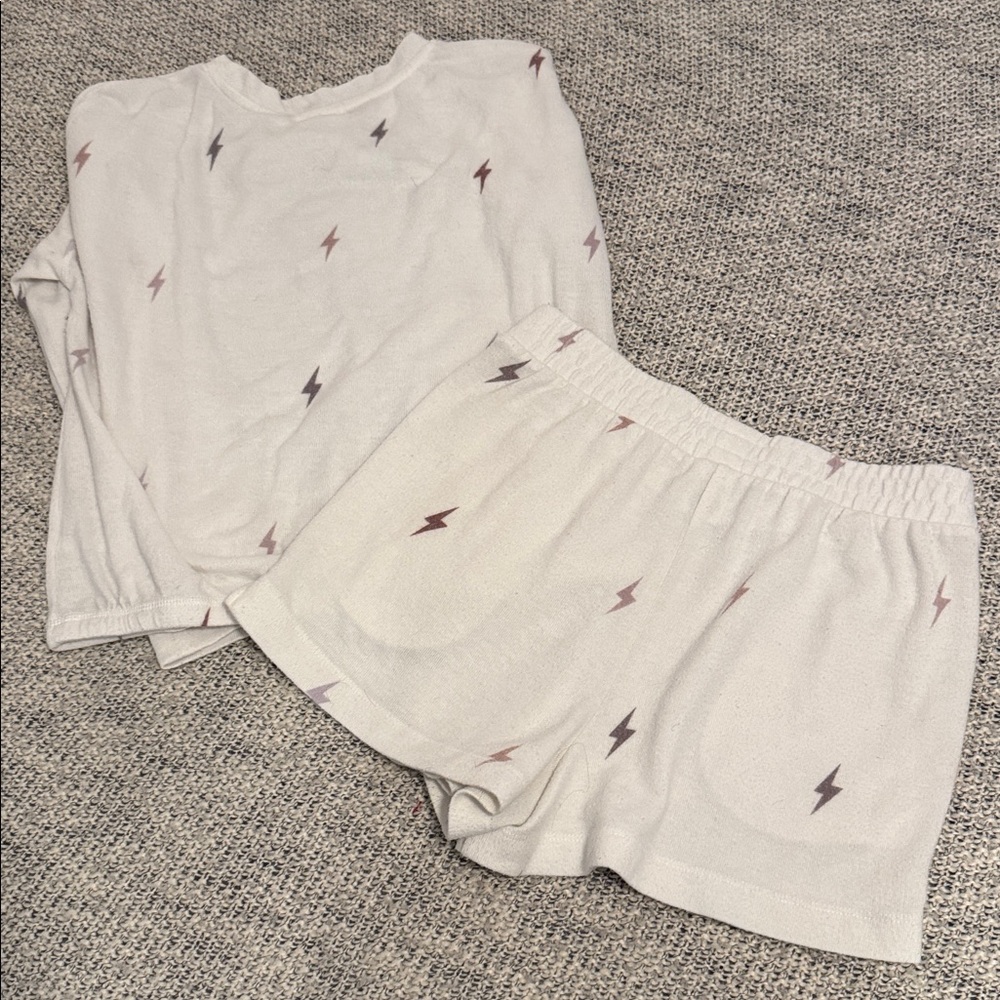 Cozie by Pink Rose Cream Lightning Bolt Lounge Set – Size Medium - Picture 4 of 5